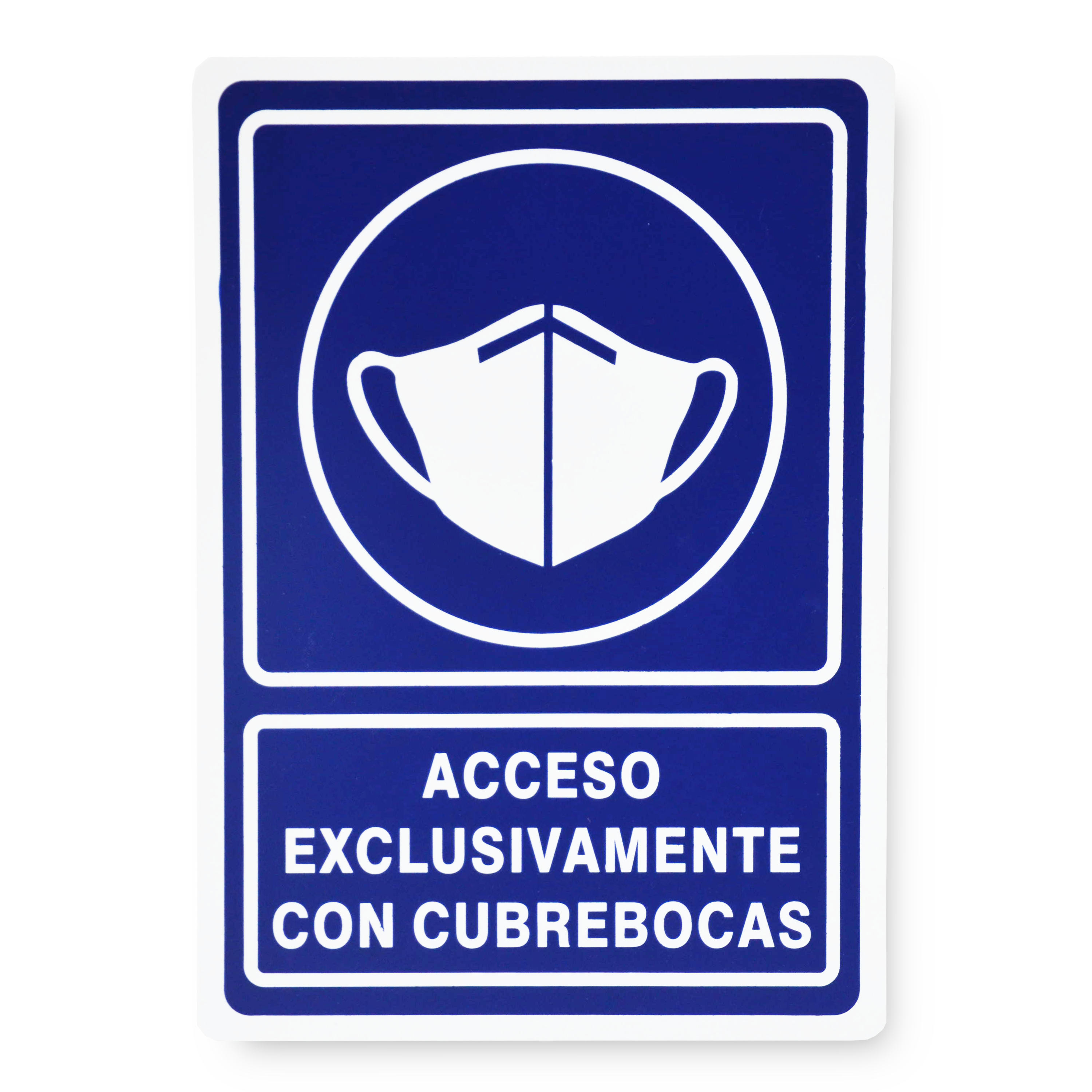 Señalamiento Acceso Exclusivo con Cubrebocas Screen Azul O-10 25 x 35 cm - 0